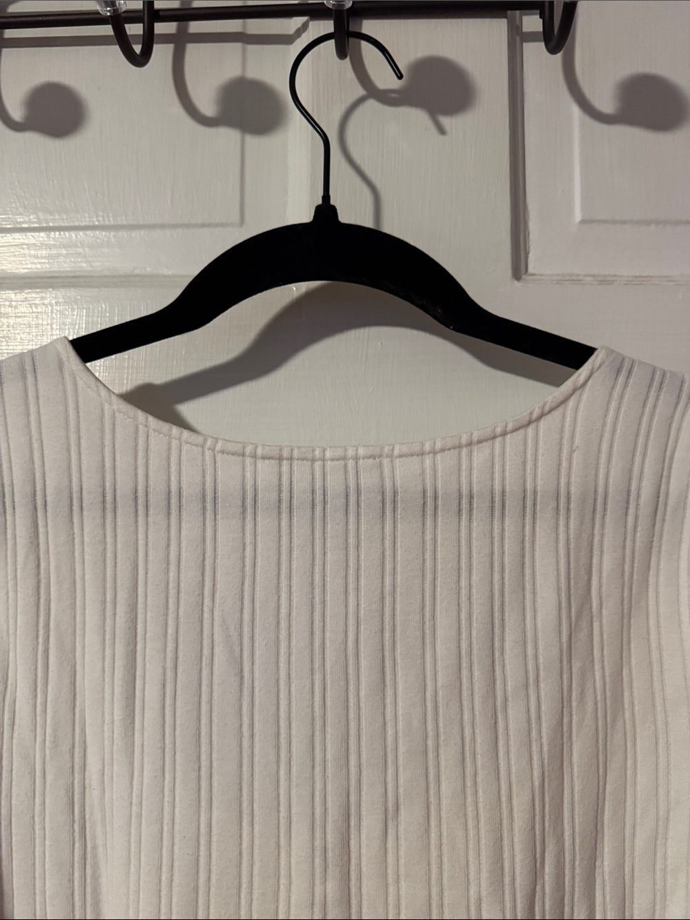 Sezane Mao Ecru White Ribbed T-shirt Size Medium - Picture 7 of 10